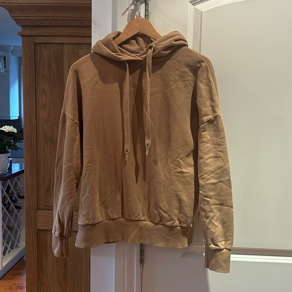 Rich & royal  small tan pull over hooded sweatshirt